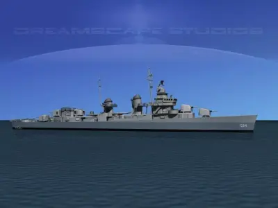 Fletcher Class Destroyer DD-514 USS Thatcher 3D model