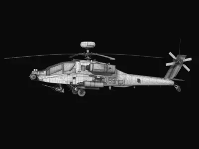 AH64E Apache Longbow Helicopter Desert Low-poly 3D model