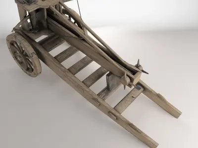 Ballista wooden cannon Low-poly 3D model