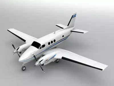 Beechcraft King Air 90 Aircraft Low-poly 3D model