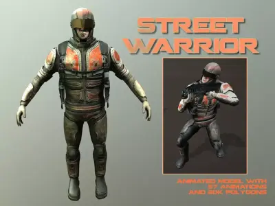 Street Warrior Low-poly 3D model