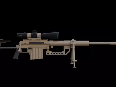 Tactical Bolt Action Sniper Rifle Game Ready Low Poly Low-poly 3D model