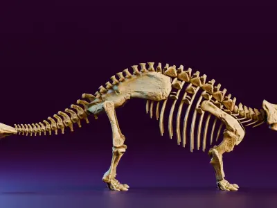 Realistic Ancient Reptilians Fossil - Ankylosaurus Low-poly 3D model