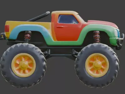 Stylized Off-Road Monster Truck 3D Model Low-poly 3D model