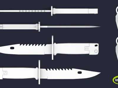 Bayonet knife Low-poly 3D model