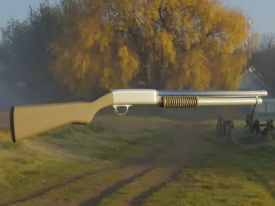 Shotgun in field Free 3D model