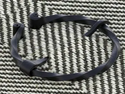 Blued ancient circular brooch 3D model 3D model