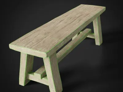 wooden seat Low-poly 3D model