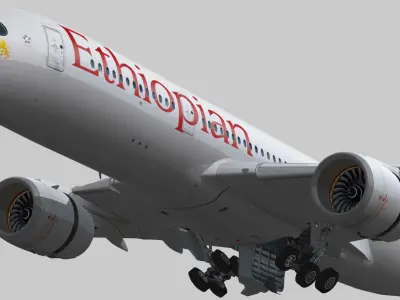 Airbus A350-900 XWB Ethiopian airlines Low-poly 3D model