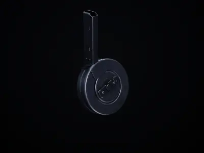 72rnd Drum magazine 9mm PBR Low-poly 3D model