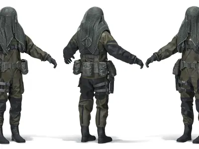 DANISH FROGMAN OPERATOR RIGGED CHARACTER Low-poly 3D model