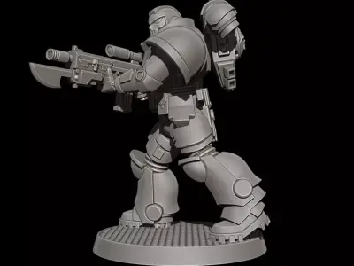 Sci-Fi Heavy Trooper STL Modular Power Armor 32mm Miniature V10 3D print model