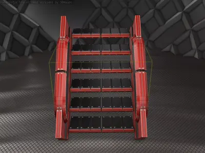 Sci-Fi Stairs - 23 - Red Version  Low-poly 3D model