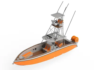 Sport fishing boat Orange 3D model