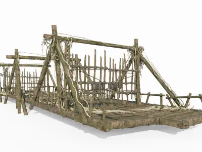 Outdoor Wooden Bridge Level 3D model