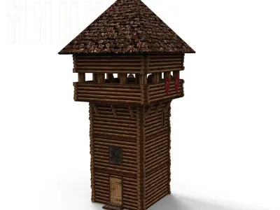 Constructor of wooden fortresses Low-poly 3D model