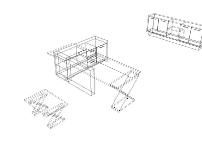 office furniture - EXECUTIVE DESK Low-poly 3D model