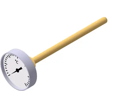 Thermometer d63 mm in a sleeve L160 mm 3D model