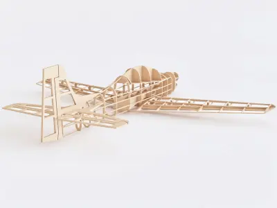 Wooden airplane 3D model
