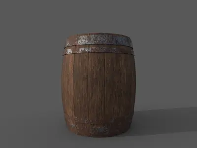 Wooden Barrel Free low-poly 3D model 10