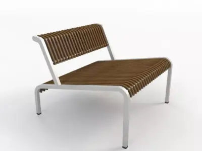 Chair-16 lounge chair made of wood and metal Free 3D model