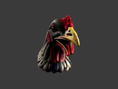 Chicken Animal Head Low-poly 3D model
