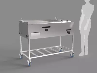 Stainless Steel Cooking Cart 3D model