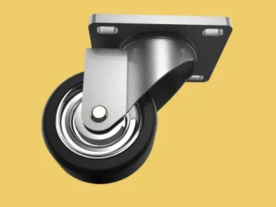 SWIVEL CASTERS RUBBER WHEELS STEEL TOP PLATE BALL BEARINGS 3D model