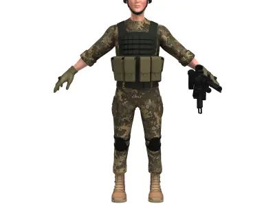 3D Soldier with rifle 3D model