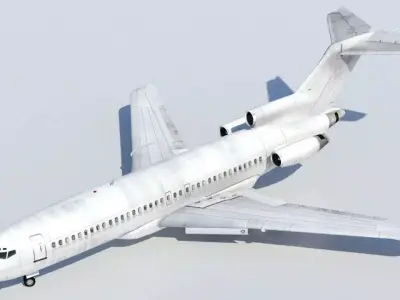 Vintage B 727 100 derelict scrapyard low poly static Low-poly 3D model