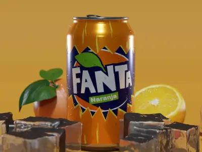 Photorealistic Fanta Can Free 3D model
