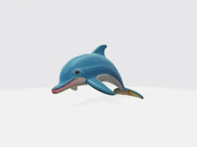 cartoon dolphin characterd happy swimming 3D model