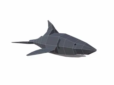 Shark Cartoon Low-poly 3D model