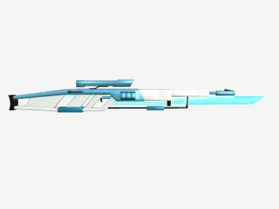 SciFi Sniper Gunblade A01 White Blue - Fiction Weaponry Low-poly 3D model
