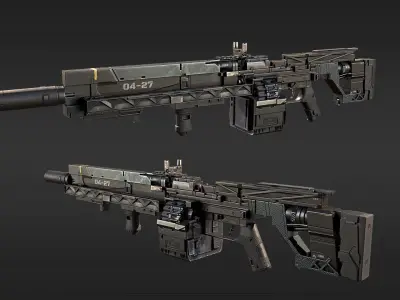 Modular Sci-fi gun Low-poly 3D model