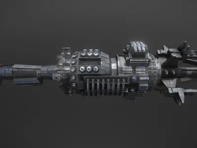 Station 42 - Mid to Low Poly Highly Detailed PBR Space Station Low-poly 3D model