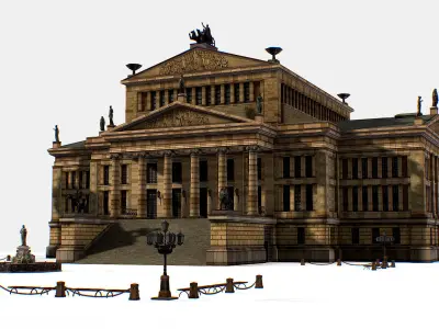 Gendarmenmarkt German French Church Konzerthaus Low-poly 3D model