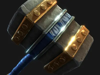 Stylized War Hammer - Game Ready Low-poly 3D model