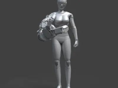RoboGirl female humanoid Low-poly 3D model