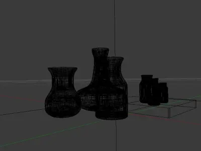 Glassware set of glass decanters on table Free 3D model