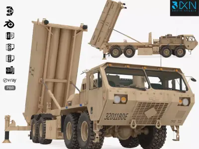 US Mobile Anti-Ballistic Missile System THAAD Open Version 3D model