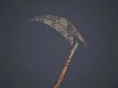 Grim Reaper Scythe Low-poly 3D model