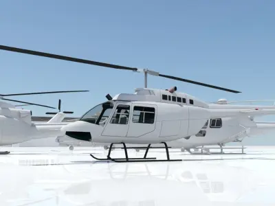 B206 Jet Ranger Static Helicopter Low Poly  Low-poly 3D model