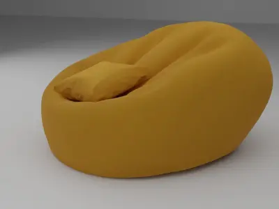 Yellow Bean Bag 3D model