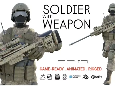 Modern Combat Soldier Low-poly 3D model