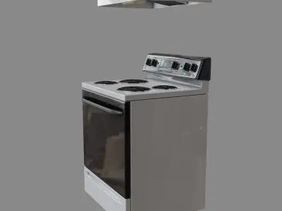 Stove with Hood Free low-poly 3D model