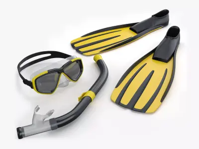 Scuba Collection pair of snorkel and goggles 3D model