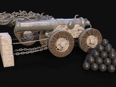 Chinese Zodiac Animals Cannon Low-poly 3D model