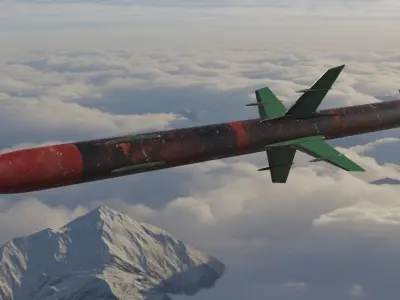 Missile 3D model flying in sky Low-poly 3D model