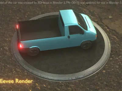 City Car 56 Commercial Pickup 3500 Type-C Blue Low-poly 3D model